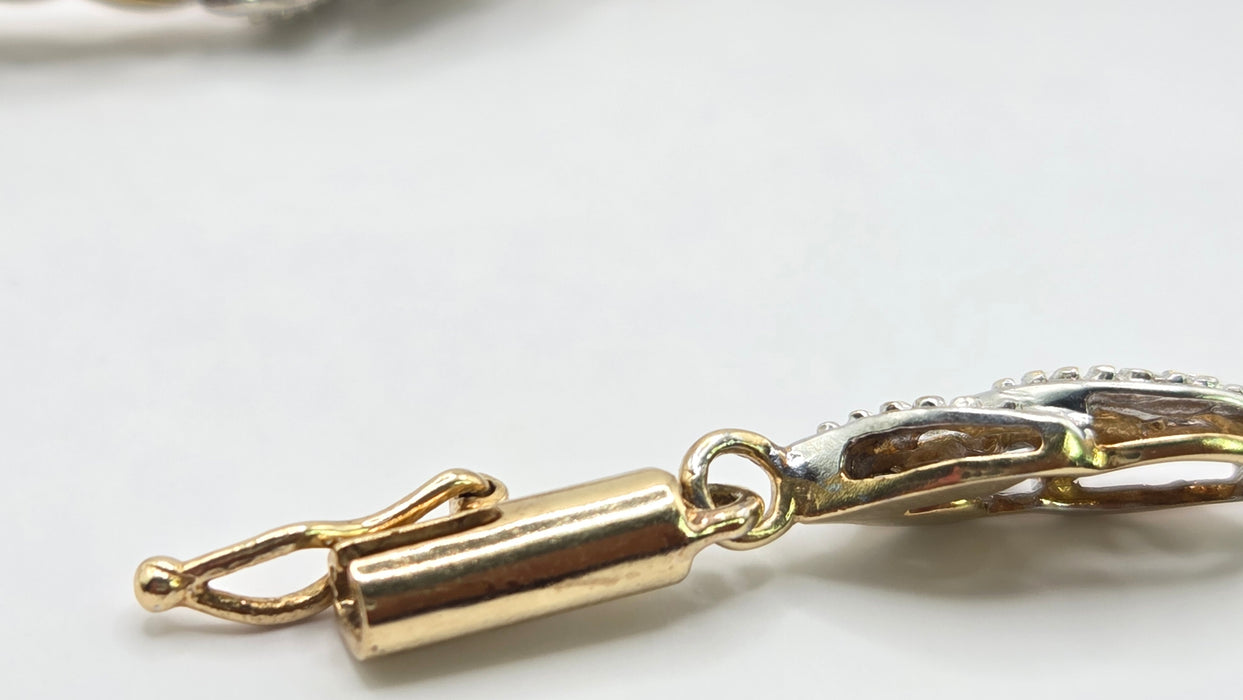 Vintage: 9ct Yellow & White Gold Natural Diamond Bracelet