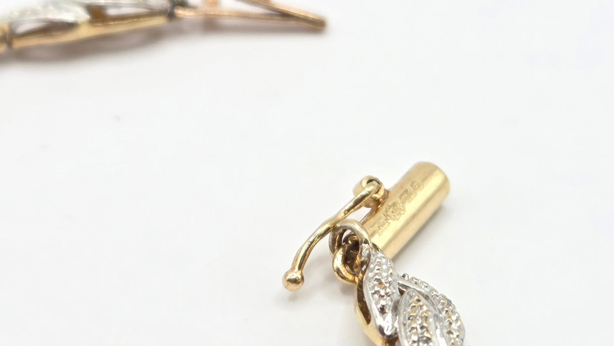 Vintage: 9ct Yellow & White Gold Natural Diamond Bracelet