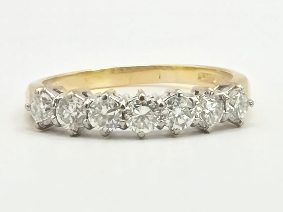 Vintage: 18ct Yellow Gold Seven Stone Diamond Half Hoop Ring — 1.00ct — From 1996