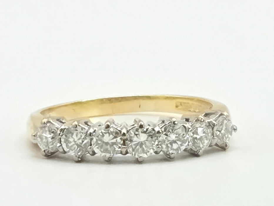Vintage: 18ct Yellow Gold Seven Stone Diamond Half Hoop Ring — 1.00ct — From 1996
