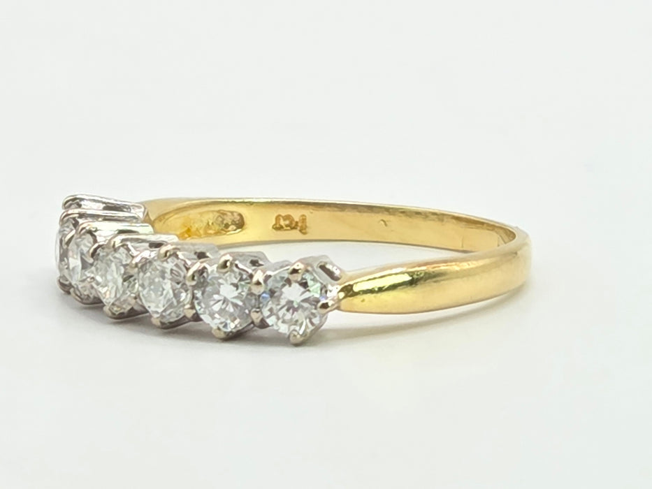 Vintage: 18ct Yellow Gold Seven Stone Diamond Half Hoop Ring — 1.00ct — From 1996
