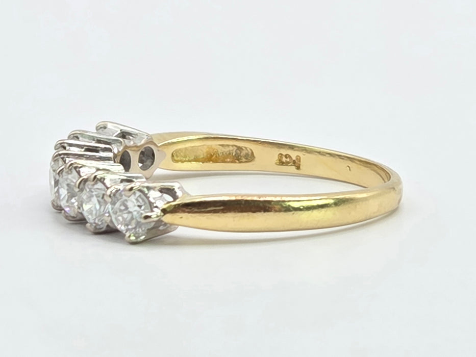 Vintage: 18ct Yellow Gold Seven Stone Diamond Half Hoop Ring — 1.00ct — From 1996