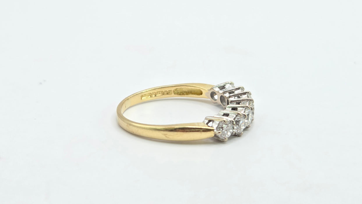 Vintage: 18ct Yellow Gold Seven Stone Diamond Half Hoop Ring — 1.00ct — From 1996