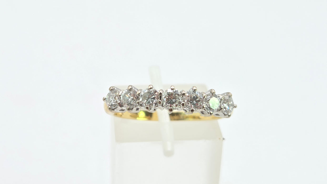 Vintage: 18ct Yellow Gold Seven Stone Diamond Half Hoop Ring — 1.00ct — From 1996