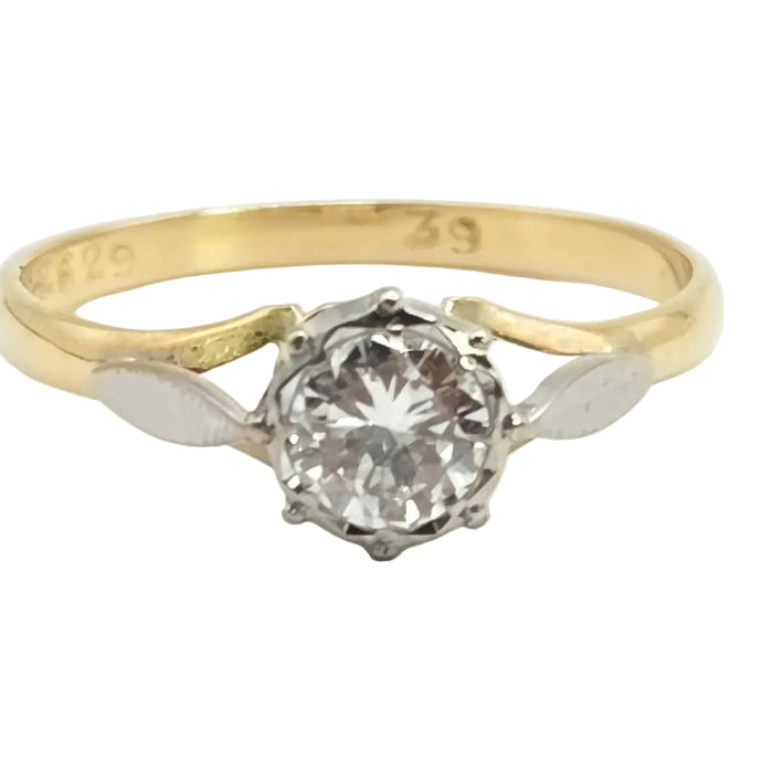 Vintage: 18ct Yellow Gold Diamond Solitaire Ring — 0.57ct