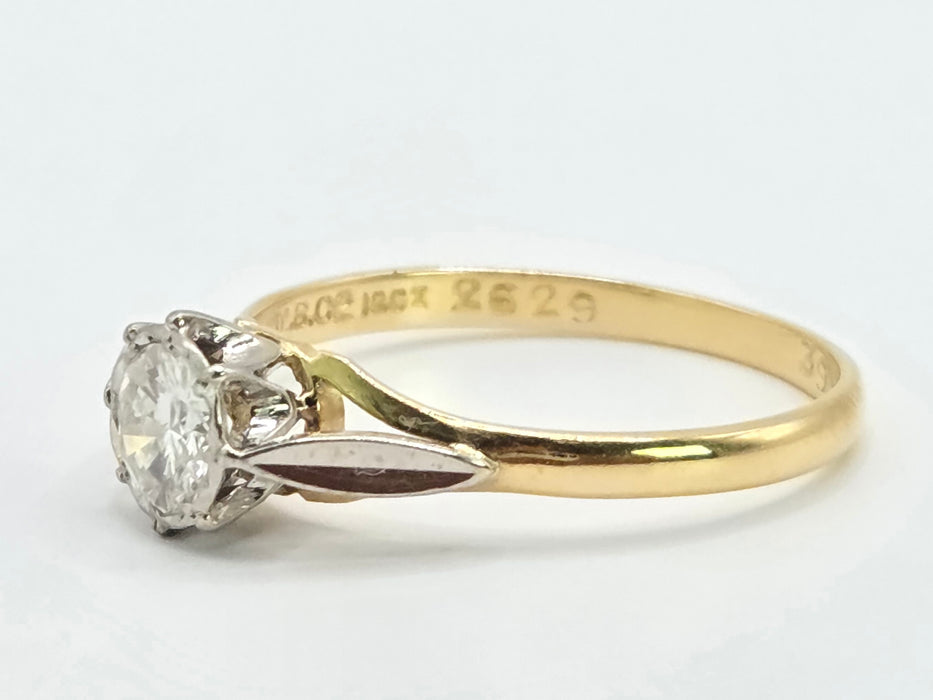 Vintage: 18ct Yellow Gold Diamond Solitaire Ring — 0.57ct