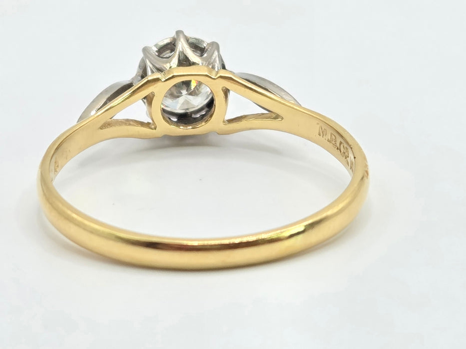 Vintage: 18ct Yellow Gold Diamond Solitaire Ring — 0.57ct
