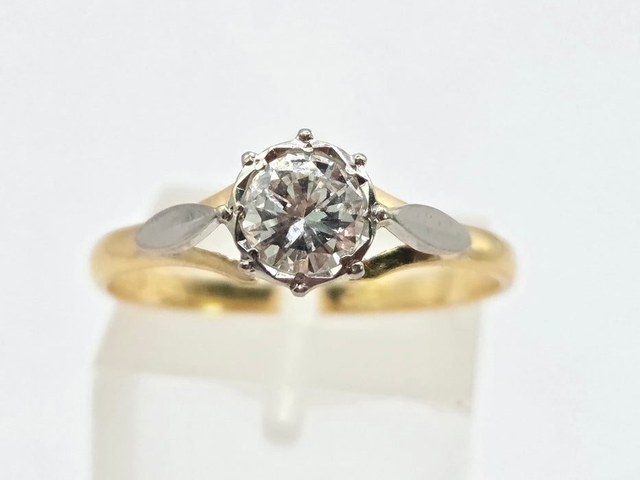 Vintage: 18ct Yellow Gold Diamond Solitaire Ring — 0.57ct