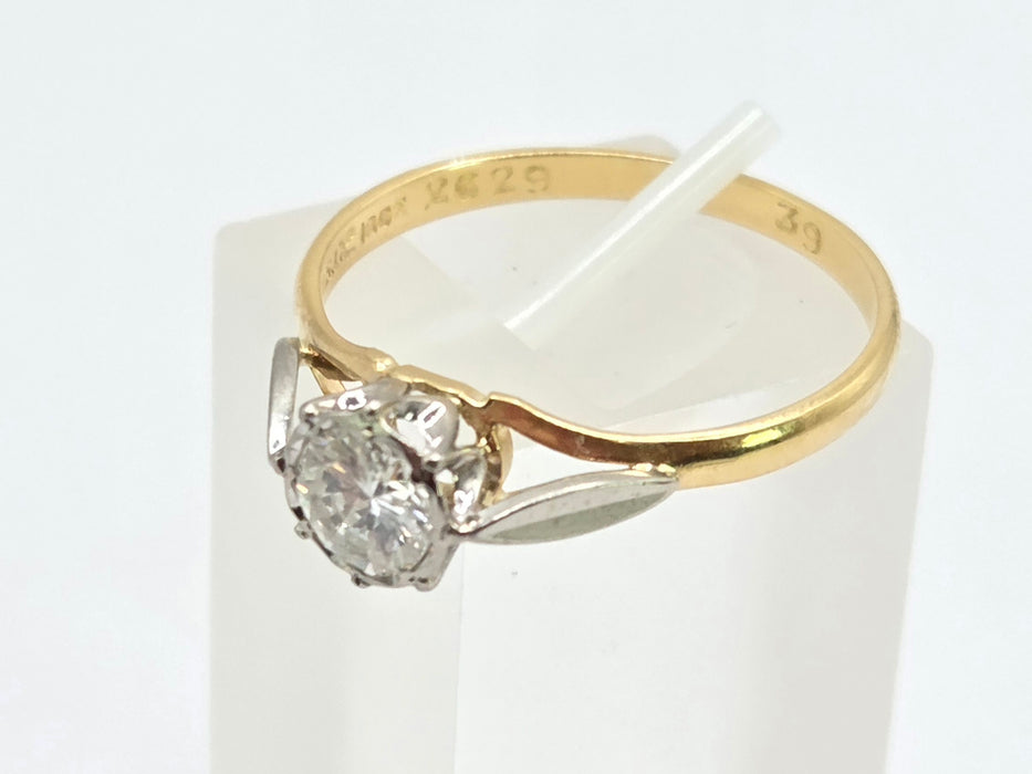 Vintage: 18ct Yellow Gold Diamond Solitaire Ring — 0.57ct