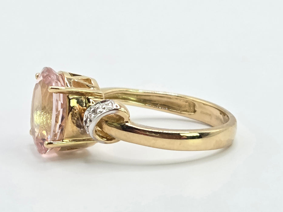Vintage: 9ct Yellow Gold Morganite & Glacier Topaz Ring