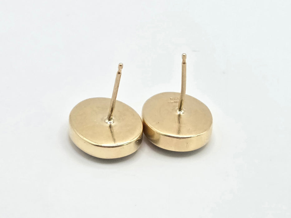 Vintage: 9ct Yellow Gold Oval Opal Cabochon Stud Earrings