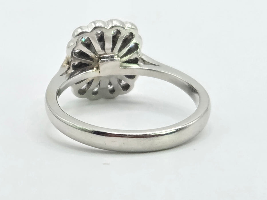 Vintage: Platinum 950 Art Deco Style Emerald Cut Diamond Cluster Ring — 0.87ct