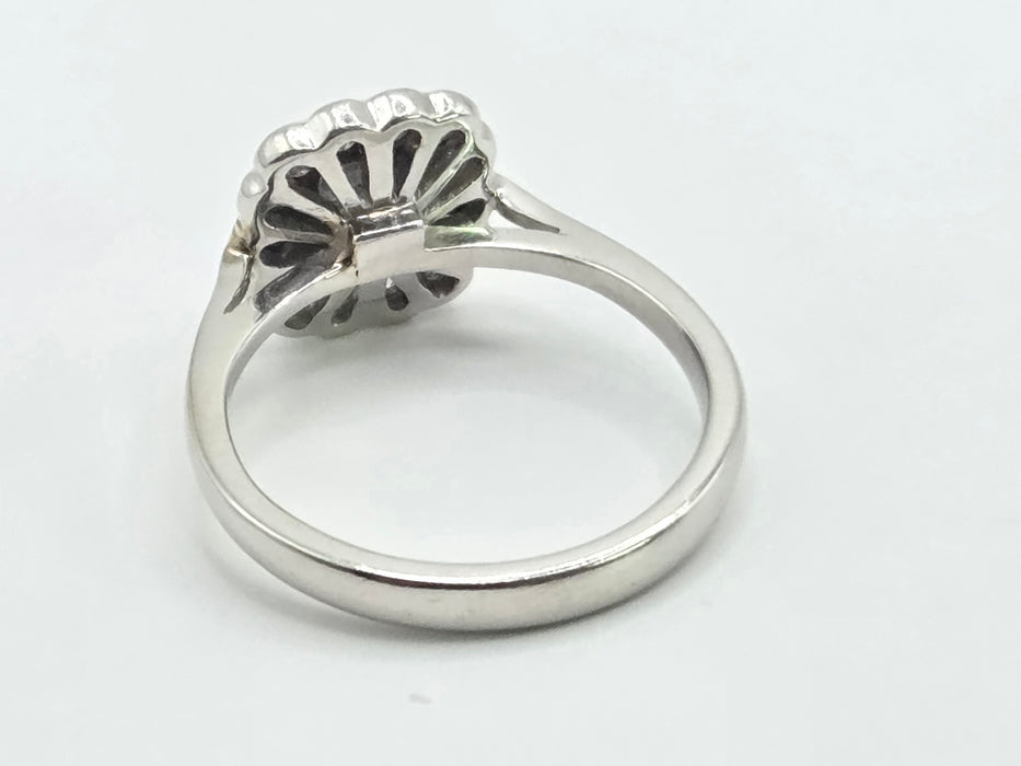 Vintage: Platinum 950 Art Deco Style Emerald Cut Diamond Cluster Ring — 0.87ct