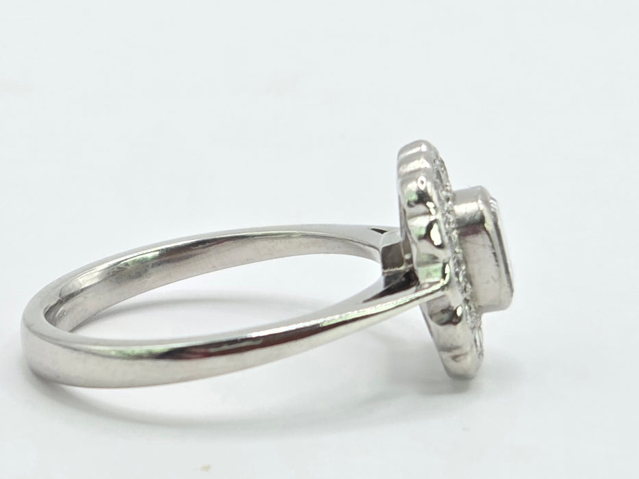 Vintage: Platinum 950 Art Deco Style Emerald Cut Diamond Cluster Ring — 0.87ct