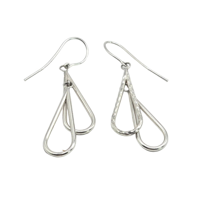 Vintage: 9ct White Gold Double Teardrop Drop Earrings
