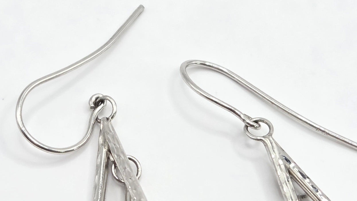 Vintage: 9ct White Gold Double Teardrop Drop Earrings