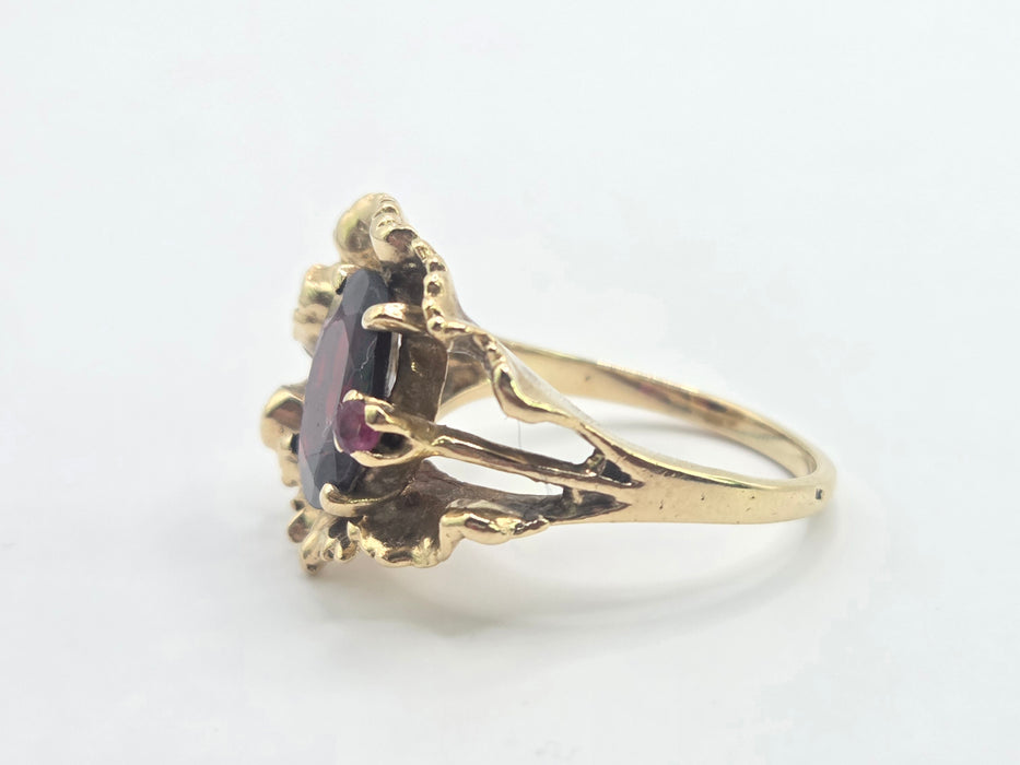 3067 Vintage: 14ct Yellow Gold Garnet & Ruby Signet Ring