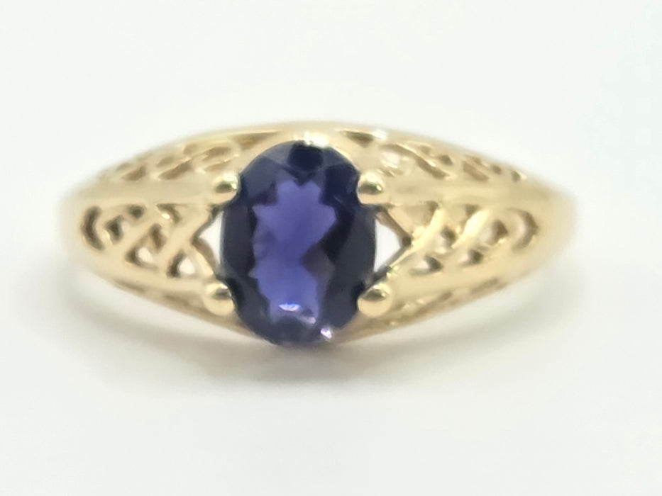 3069 Vintage: 9ct Yellow Gold Iolite Solitaire Ring — From 1998