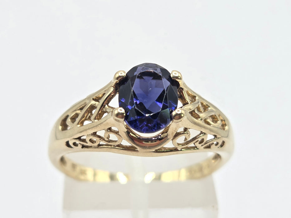 3069 Vintage: 9ct Yellow Gold Iolite Solitaire Ring — From 1998