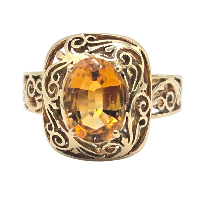 3071 Vintage: 14ct Yellow Gold Citrine Signet Ring