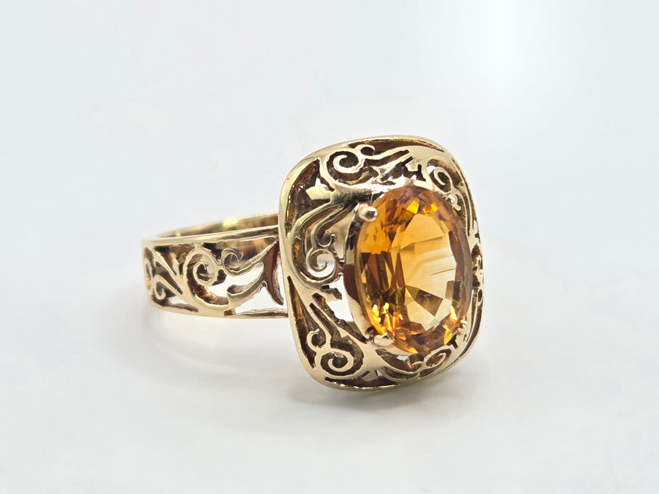 3071 Vintage: 14ct Yellow Gold Citrine Signet Ring