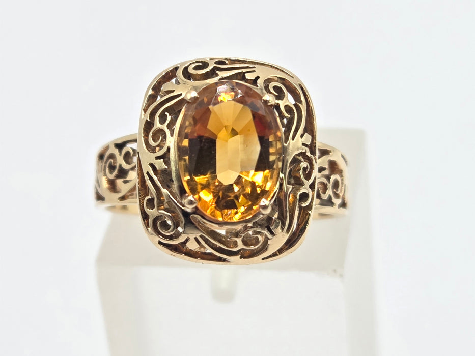 3071 Vintage: 14ct Yellow Gold Citrine Signet Ring