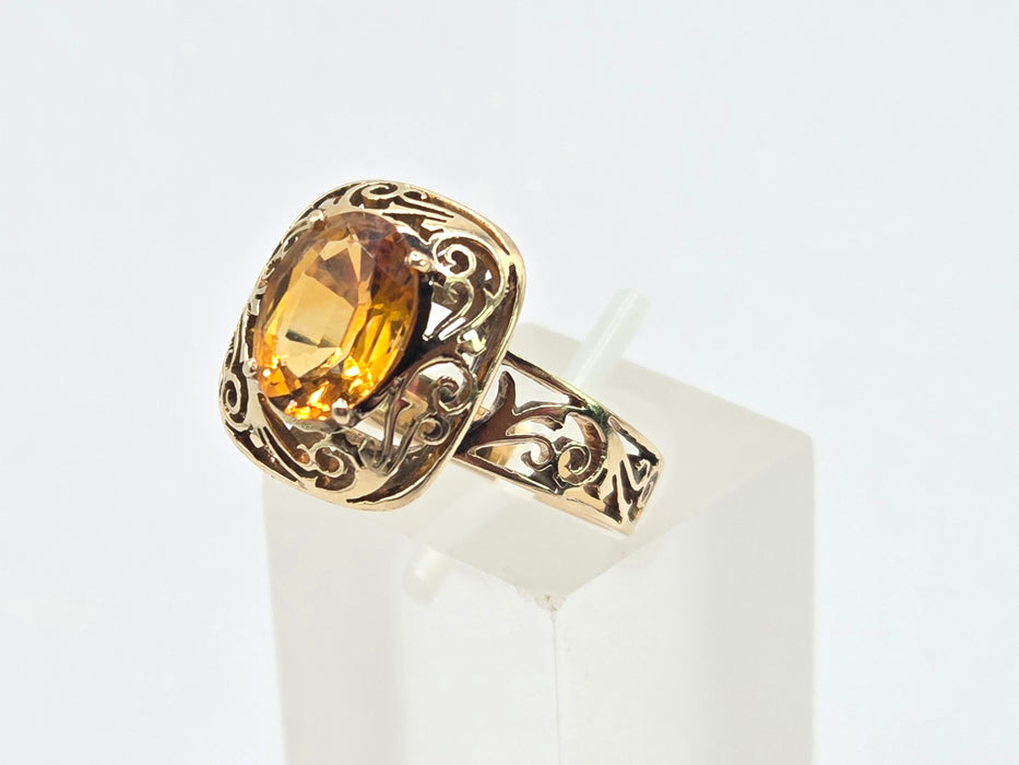 3071 Vintage: 14ct Yellow Gold Citrine Signet Ring