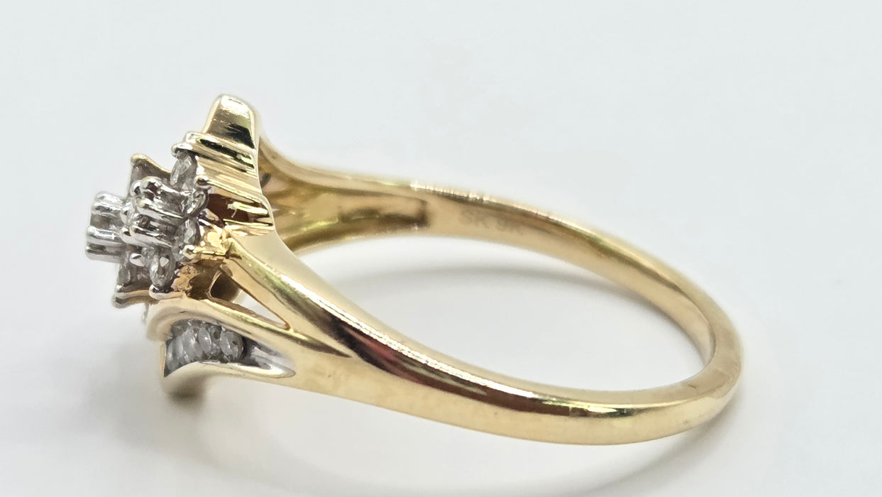 3383 Vintage: 9ct Yellow Gold Diamond Crossover Ring — 0.50ct