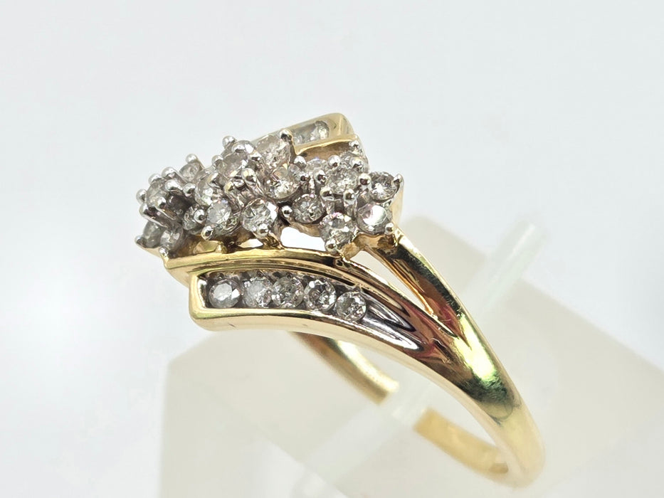 3383 Vintage: 9ct Yellow Gold Diamond Crossover Ring — 0.50ct