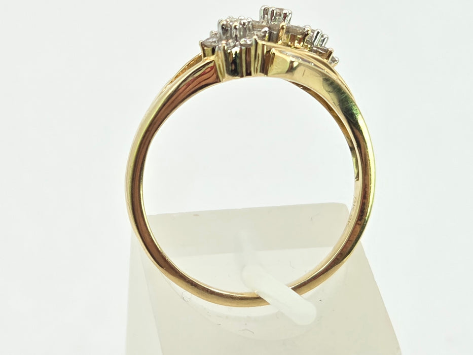 3383 Vintage: 9ct Yellow Gold Diamond Crossover Ring — 0.50ct