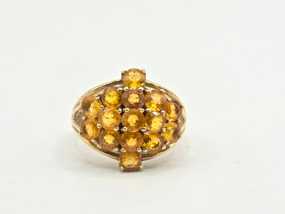 Vintage: 9ct Yellow Gold Yellow Sapphire Cluster Ring