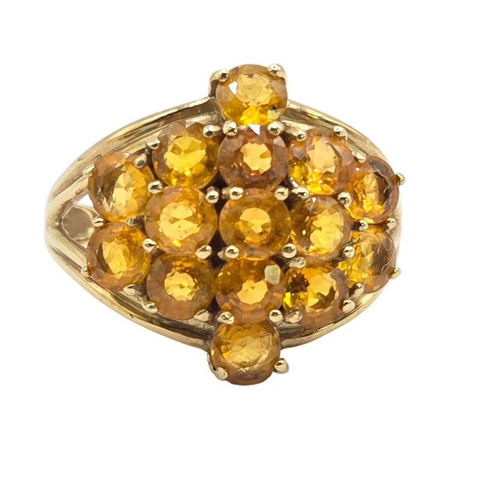 Vintage: 9ct Yellow Gold Yellow Sapphire Cluster Ring