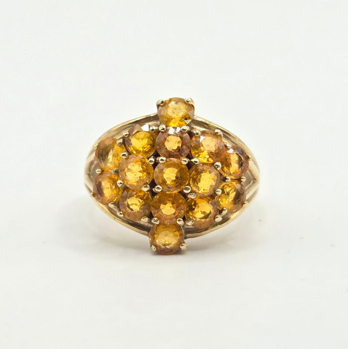 Vintage: 9ct Yellow Gold Yellow Sapphire Cluster Ring