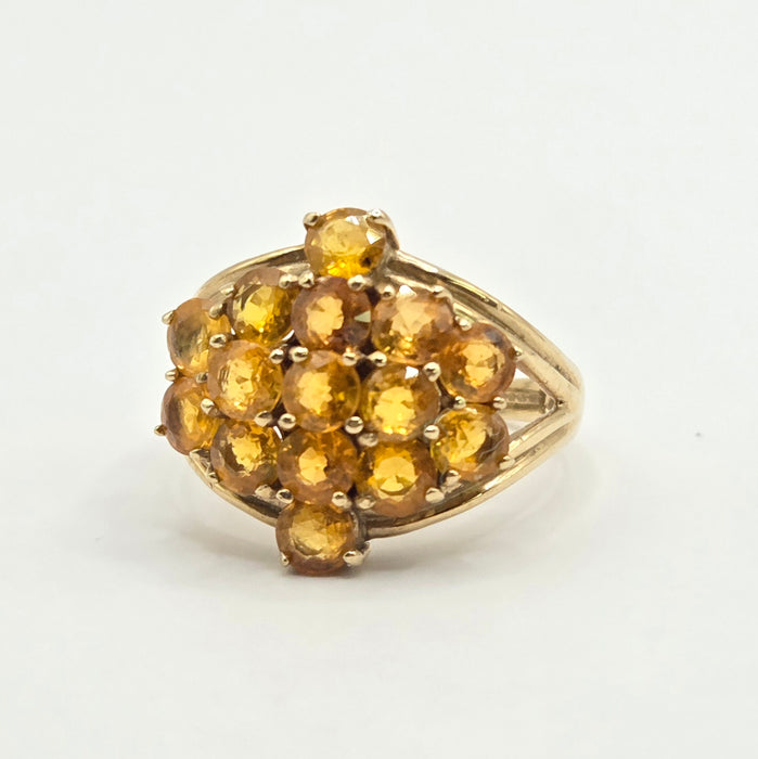 Vintage: 9ct Yellow Gold Yellow Sapphire Cluster Ring