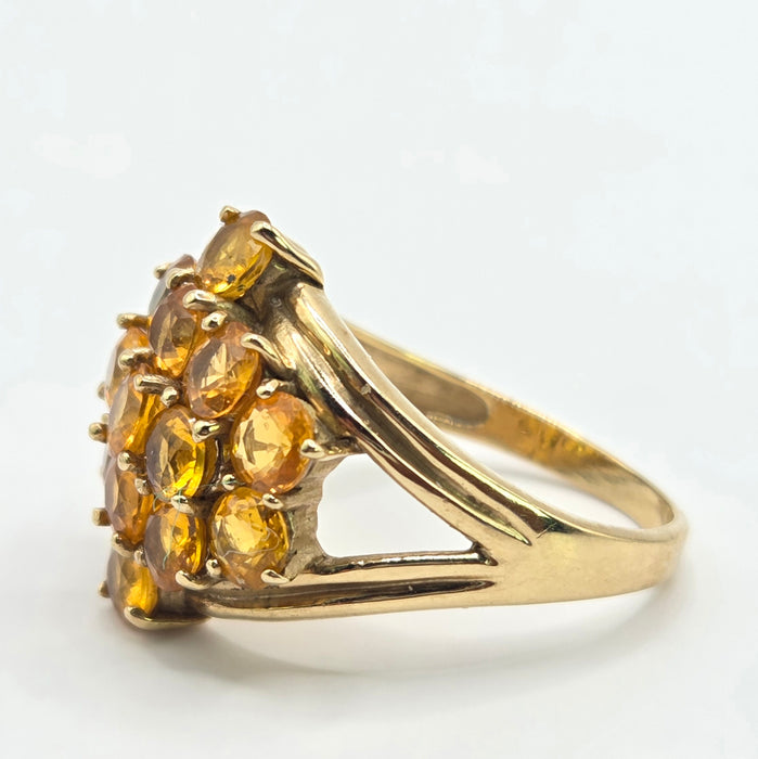 Vintage: 9ct Yellow Gold Yellow Sapphire Cluster Ring