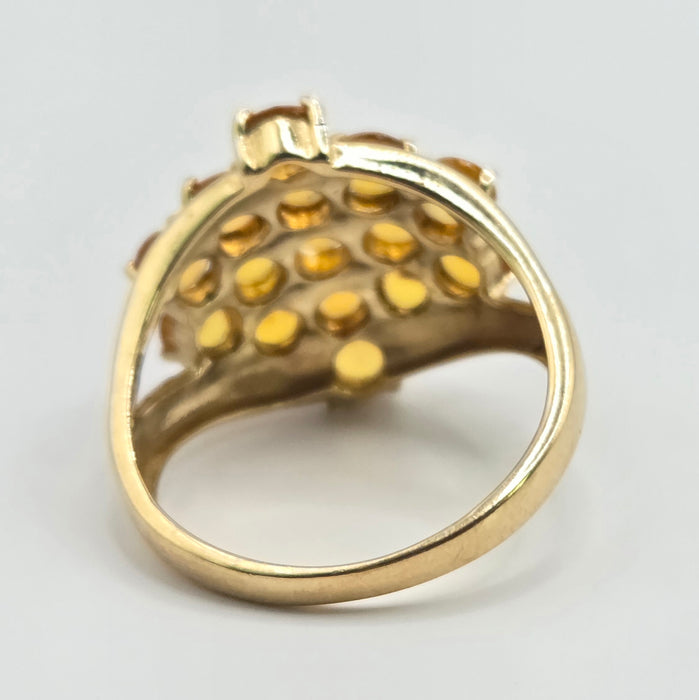 Vintage: 9ct Yellow Gold Yellow Sapphire Cluster Ring
