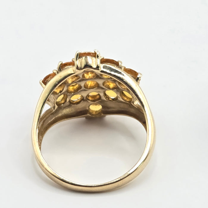 Vintage: 9ct Yellow Gold Yellow Sapphire Cluster Ring