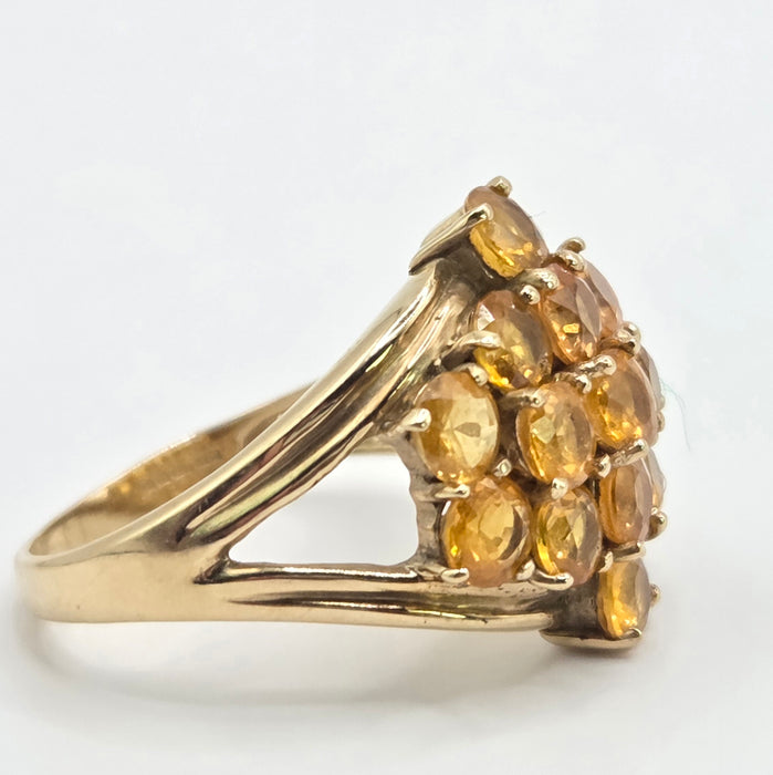 Vintage: 9ct Yellow Gold Yellow Sapphire Cluster Ring