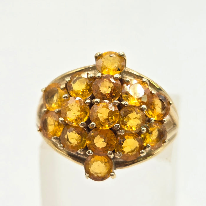 Vintage: 9ct Yellow Gold Yellow Sapphire Cluster Ring