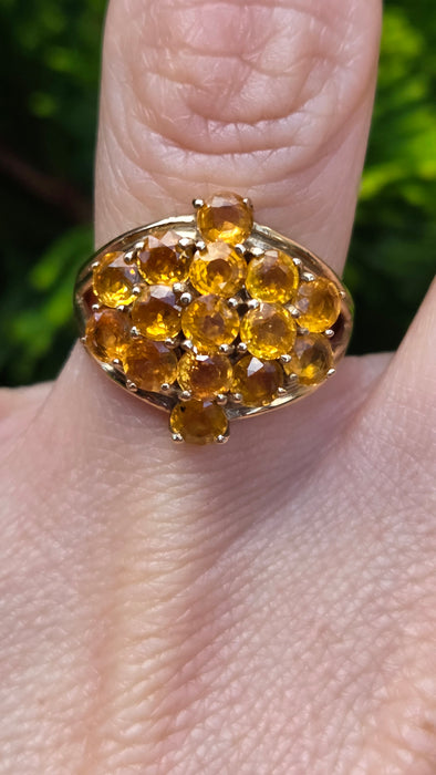 Vintage: 9ct Yellow Gold Yellow Sapphire Cluster Ring