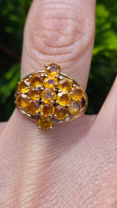 Vintage: 9ct Yellow Gold Yellow Sapphire Cluster Ring