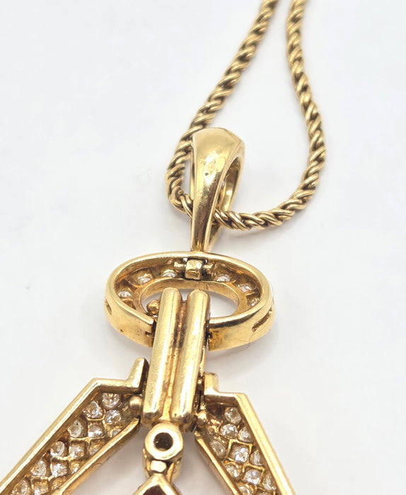 Vintage: 18ct Yellow Gold Ruby & Diamond Articulated Pendant & Chain — 2.20ct & 2.00ct — Graff Homage
