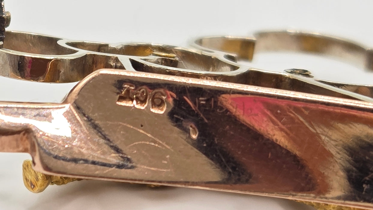Vintage: 9ct Three Colour Gold Tourmaline & Aquamarine Brooch — Alabaster & Wilson — 0.25ct