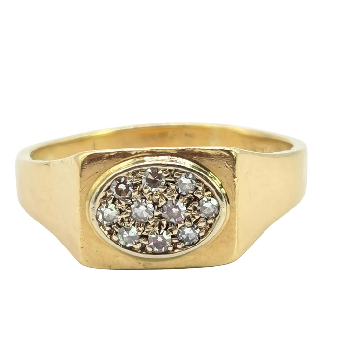 Vintage: 18ct Yellow Gold Diamond Signet Ring