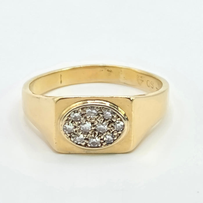 Vintage: 18ct Yellow Gold Diamond Signet Ring