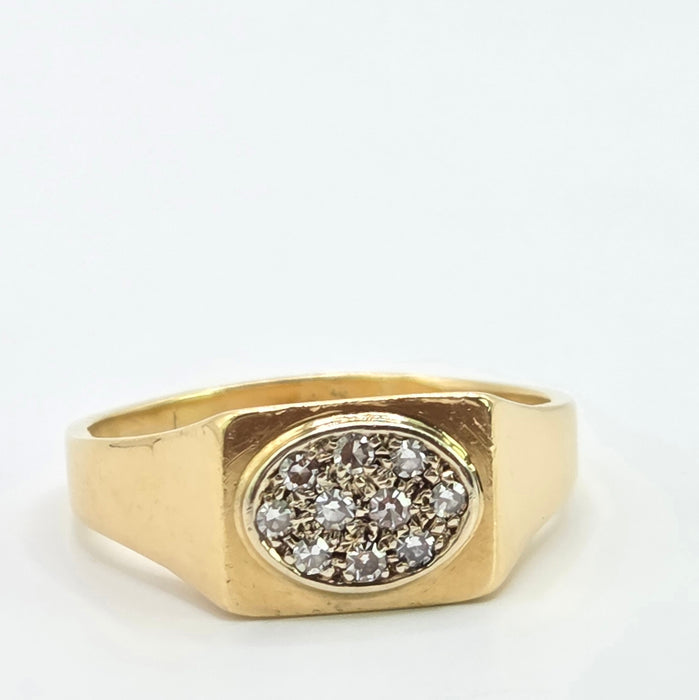 Vintage: 18ct Yellow Gold Diamond Signet Ring
