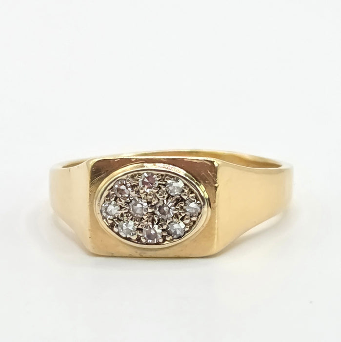 Vintage: 18ct Yellow Gold Diamond Signet Ring