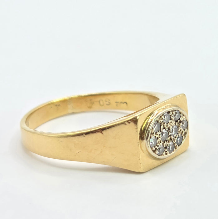 Vintage: 18ct Yellow Gold Diamond Signet Ring