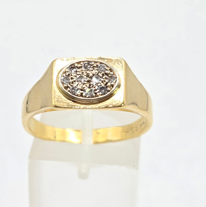 Vintage: 18ct Yellow Gold Diamond Signet Ring