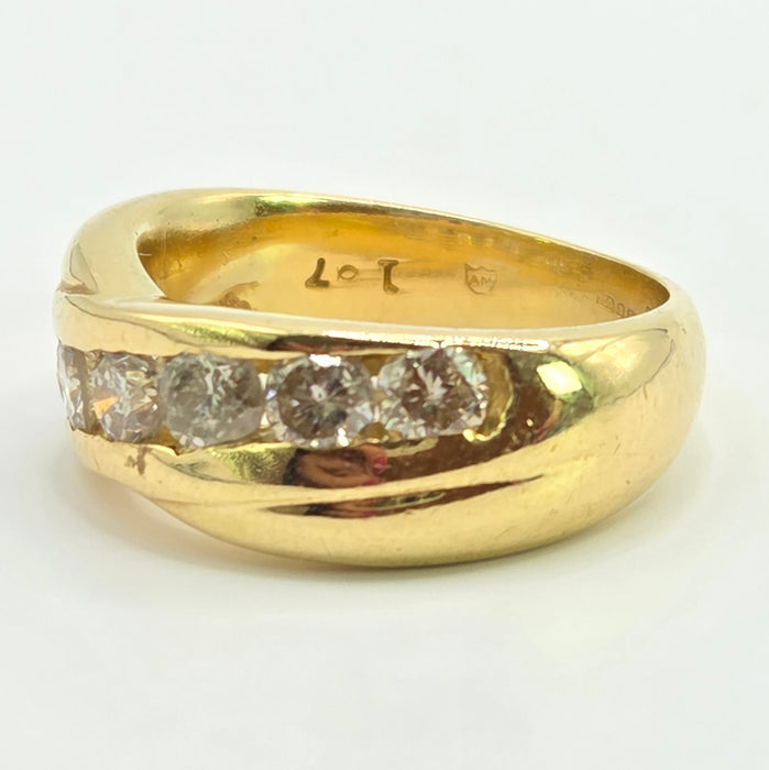 Modern: 18ct Yellow Gold Seven Stone Diamond Crossover Ring — 1.00ct